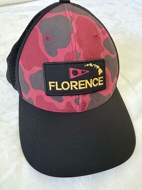 Florence Camo Airtex Trucker Hat Maroon SnapBack Airtex Water Repellent Waterman